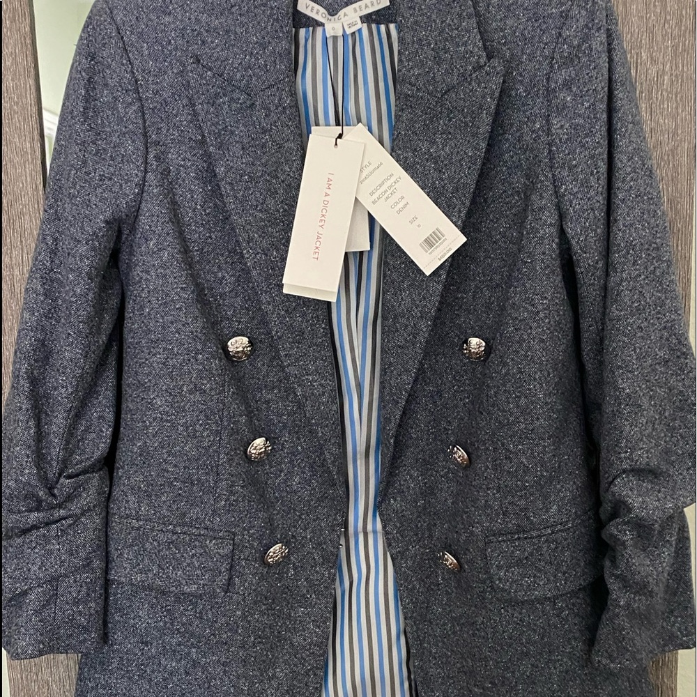 NWT Veronica Beard wool blend Dickey Jacket. Color is denim. Retails $650 size0